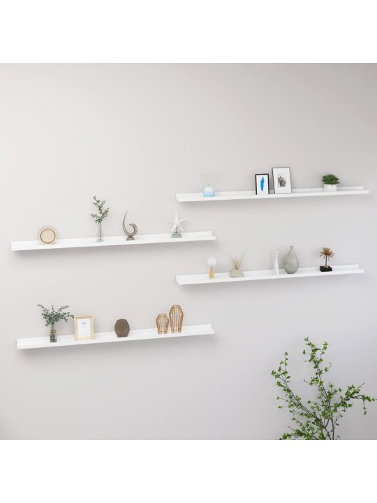Sienas plaukti, 4 gab., balti, 115x9x3 cm