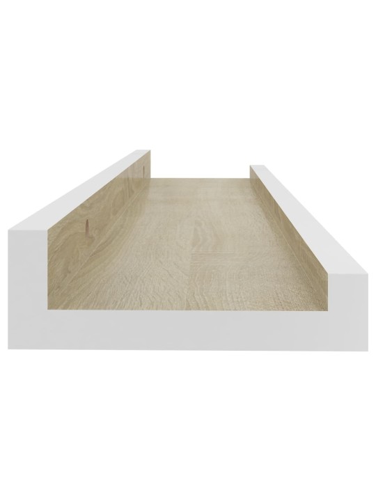 Sienas plaukti, 4 gab., balta un ozolkoka krāsa, 40x9x3 cm