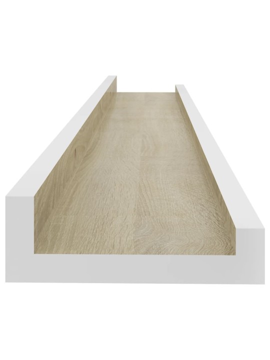 Sienas plaukti, 4 gab., balta un ozolkoka krāsa, 60x9x3 cm