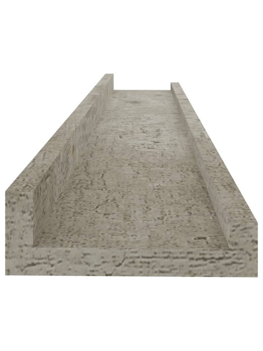 Sienas plaukti, 2 gab., betona pelēki, 60x9x3 cm