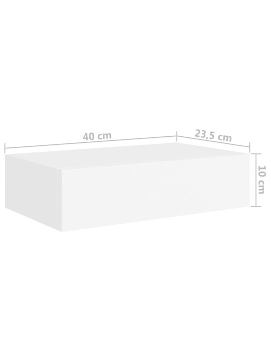 Sienas atvilktņu plaukti, 2 gab., balti, 40x23,5x10 cm, mdf