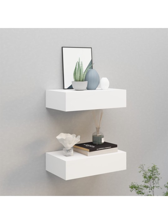 Sienas atvilktņu plaukti, 2 gab., balti, 40x23,5x10 cm, mdf