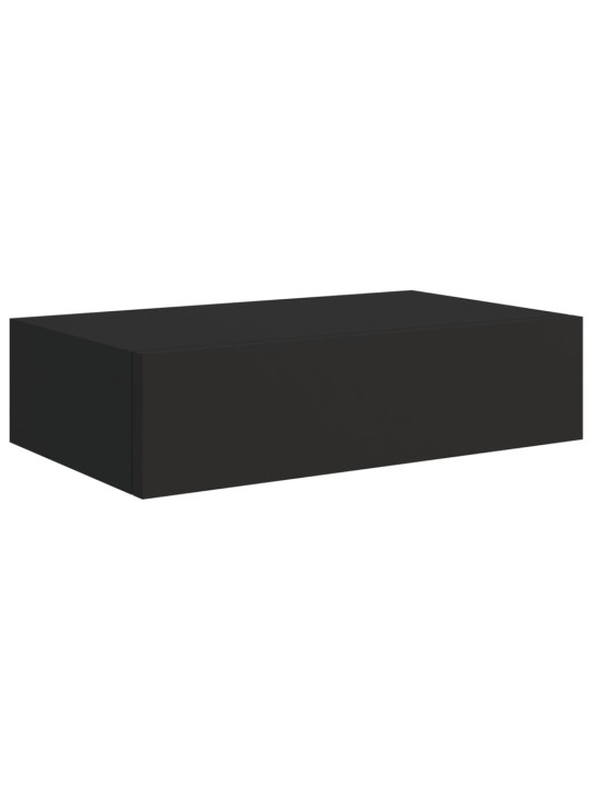 Sienas atvilktņu plaukts, melns, 40x23,5x10 cm, mdf
