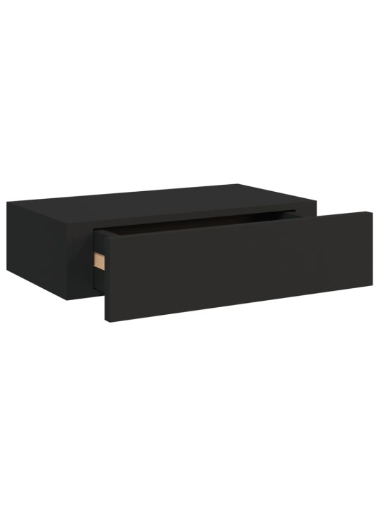 Sienas atvilktņu plaukts, melns, 40x23,5x10 cm, mdf