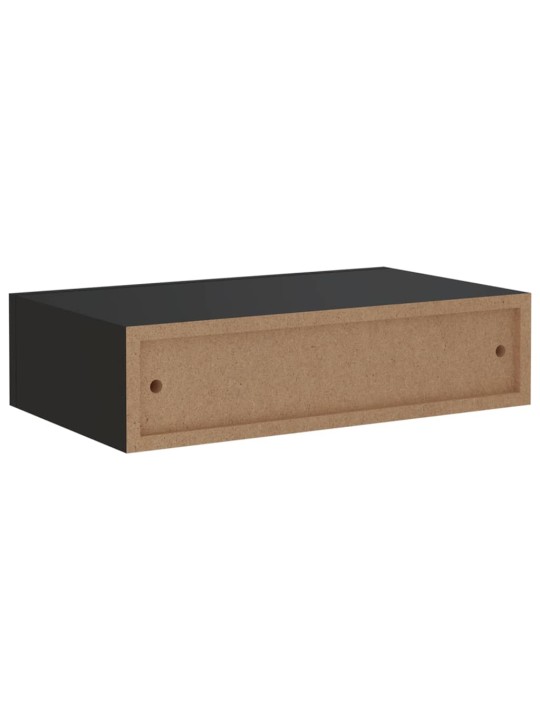 Sienas atvilktņu plaukts, melns, 40x23,5x10 cm, mdf