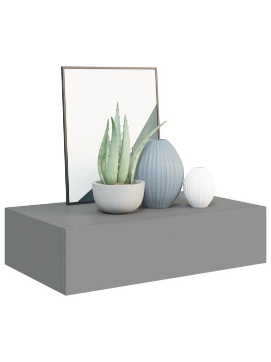 Sienas atvilktņu plaukti, 2 gab., pelēki, 40x23,5x10 cm, mdf