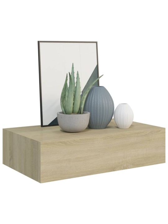 Sienas atvilktņu plaukts, ozolkoka krāsa, 40x23,5x10 cm, mdf