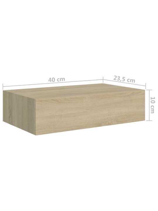 Sienas atvilktņu plaukts, ozolkoka krāsa, 40x23,5x10 cm, mdf