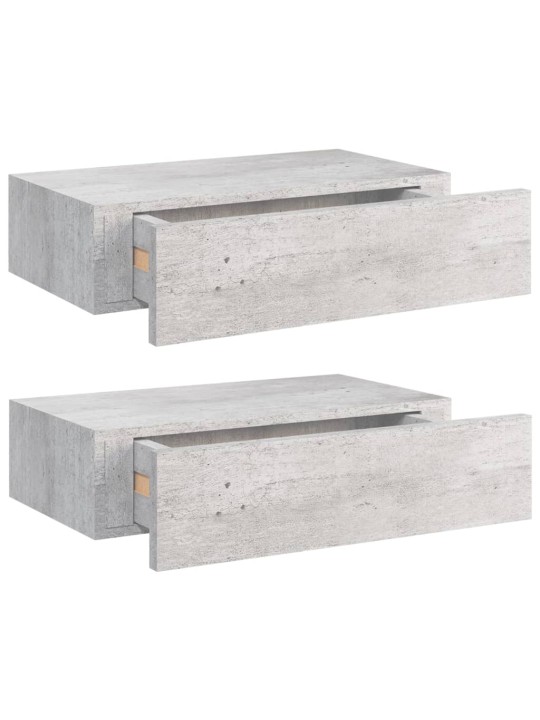 Sienas atvilktņu plaukti, 2 gab., pelēki, 40x23,5x10 cm, mdf