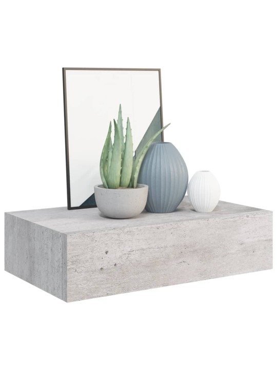 Sienas atvilktņu plaukti, 2 gab., pelēki, 40x23,5x10 cm, mdf