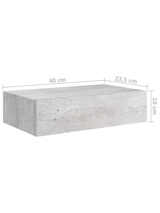 Sienas atvilktņu plaukti, 2 gab., pelēki, 40x23,5x10 cm, mdf