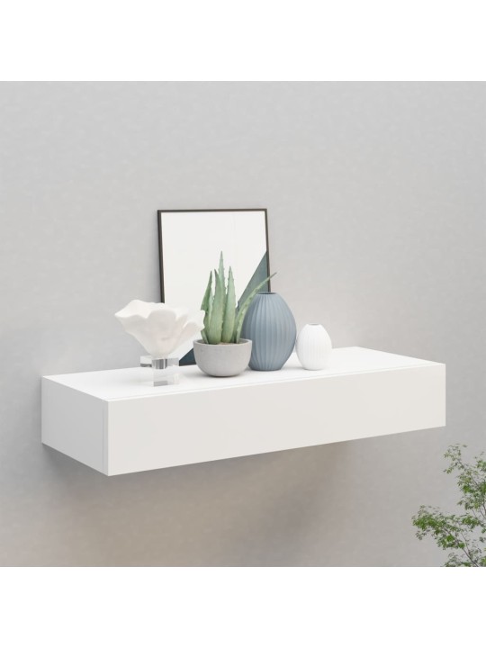 Sienas atvilktņu plaukts, balts, 60x23,5x10 cm, mdf