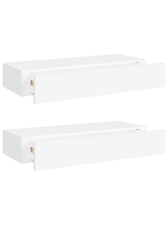 Sienas atvilktņu plaukti, 2 gab., balti, 60x23,5x10 cm, mdf
