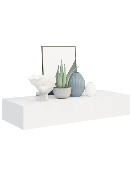 Sienas atvilktņu plaukti, 2 gab., balti, 60x23,5x10 cm, mdf