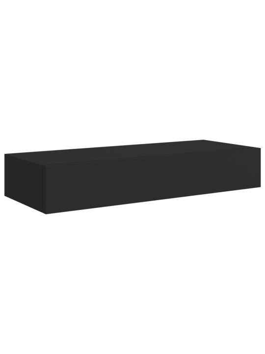 Sienas atvilktņu plaukti, 2 gab., melni, 60x23,5x10 cm, mdf