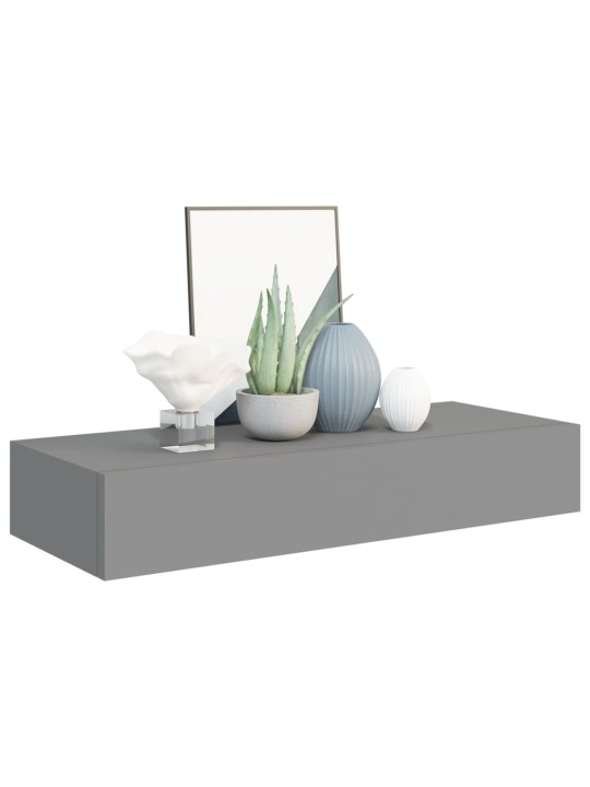 Sienas atvilktņu plaukti, 2 gab., pelēki, 60x23,5x10 cm, mdf