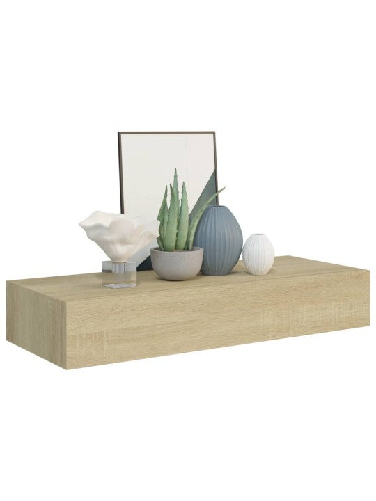 Sienas atvilktņu plaukts, ozolkoka krāsa, 60x23,5x10 cm, mdf