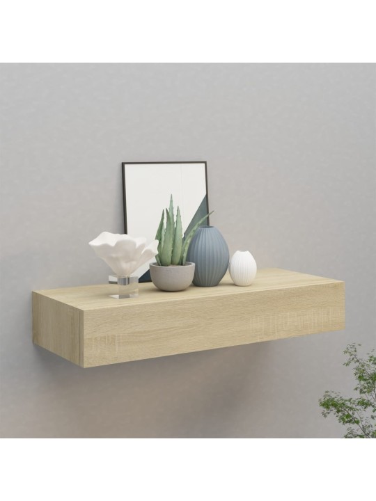 Sienas atvilktņu plaukts, ozolkoka krāsa, 60x23,5x10 cm, mdf