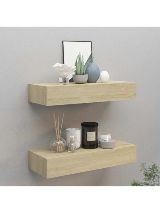 Sienas atvilktņu plaukti, 2 gab., ozolkoka, 60x23,5x10 cm, mdf