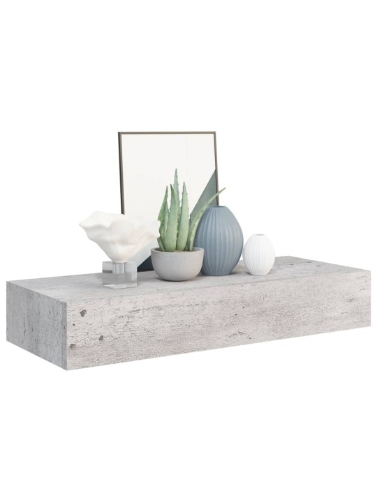 Sienas atvilktņu plaukti, 2 gab., pelēki, 60x23,5x10 cm, mdf