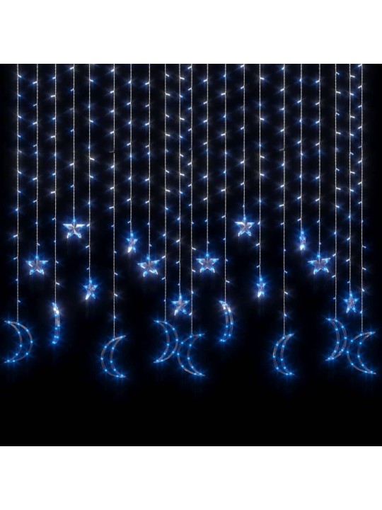 Lampiņas, zvaigžņu un mēness forma, tālvadības pults, 345 led