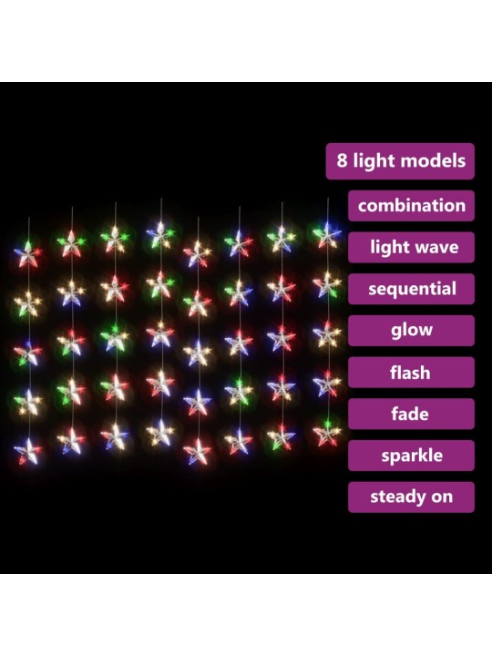 Led lampiņu aizkars, 200 led, krāsains, 8 funkcijas