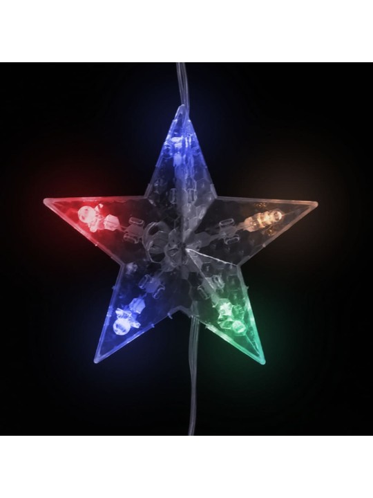 Led lampiņu aizkars, 200 led, krāsains, 8 funkcijas