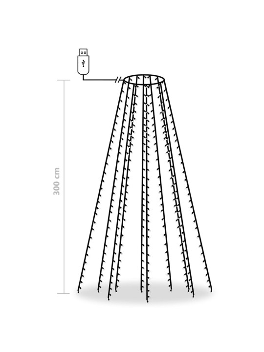 Ziemassvētku lampiņas, 300 led, 300 cm, krāsainas
