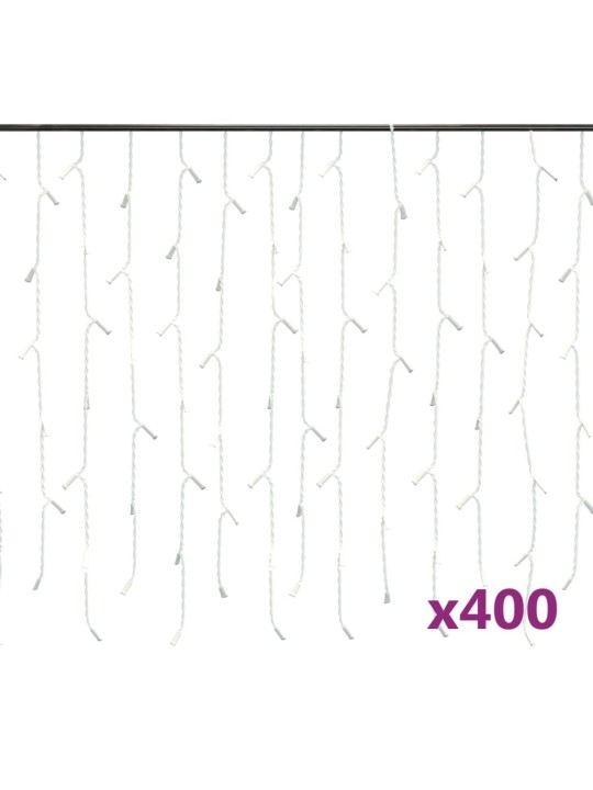 Led lampiņu aizkars, 10 m, 400 zilas led lampiņas, 8 funkcijas