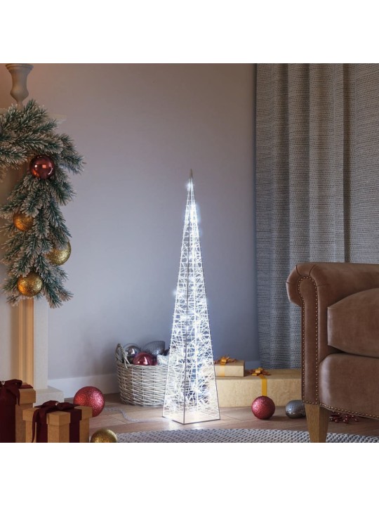 Led lampiņu dekorācija, akrils, konusveida, 90 cm, vēsi balta