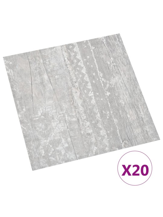 Grīdas flīzes, 20 gab., pašlīmējošas, 1,86 m², pvc, pelēkas