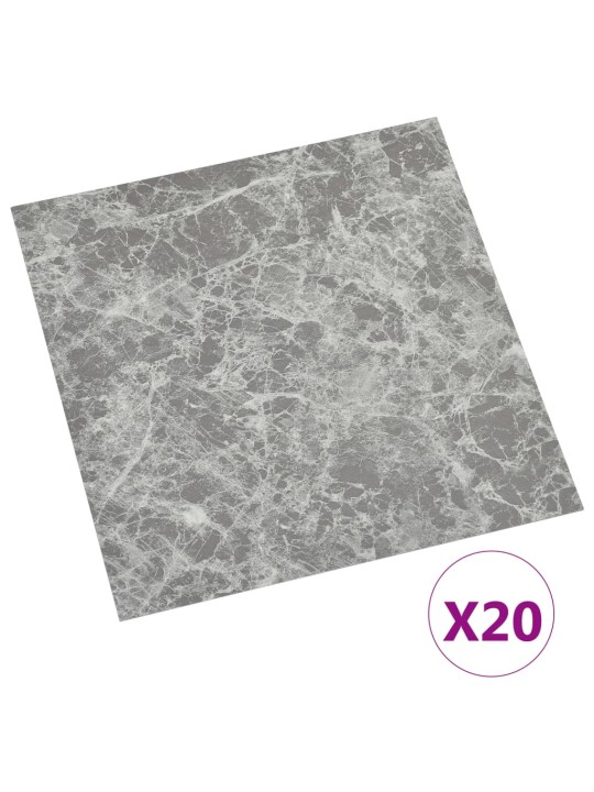 Grīdas flīzes, 20 gab., pašlīmējošas, 1,86 m², pvc, pelēkas