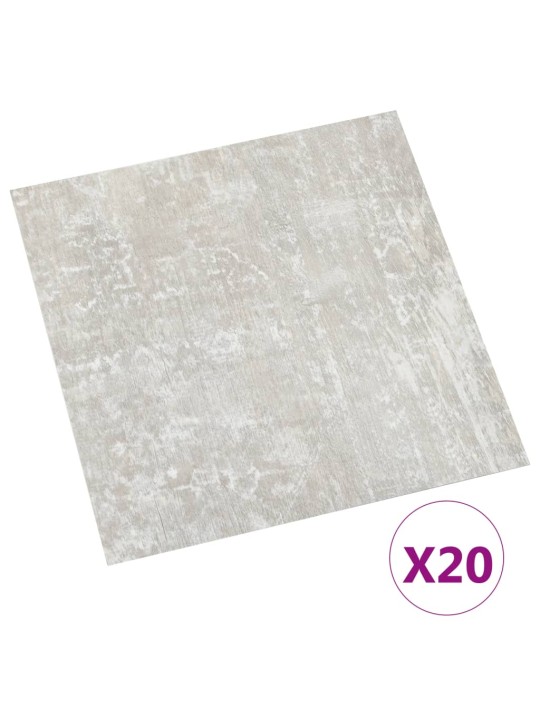 Grīdas flīzes, 20 gab., pašlīmējošas, 1,86 m², pvc, pelēkas