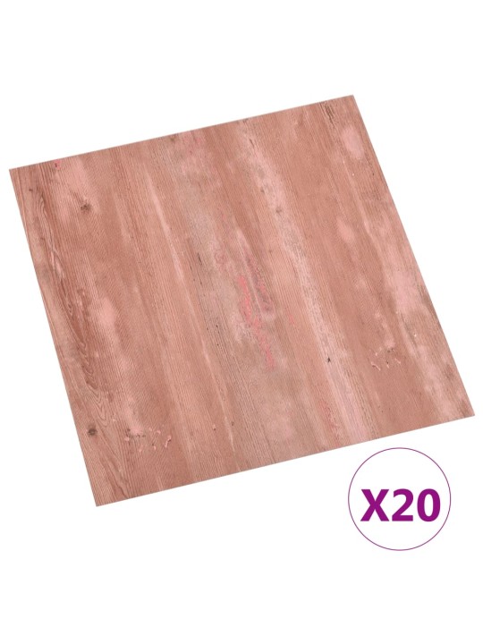 Grīdas flīzes, 20 gab., pašlīmējošas, 1,86 m², pvc, sarkanas