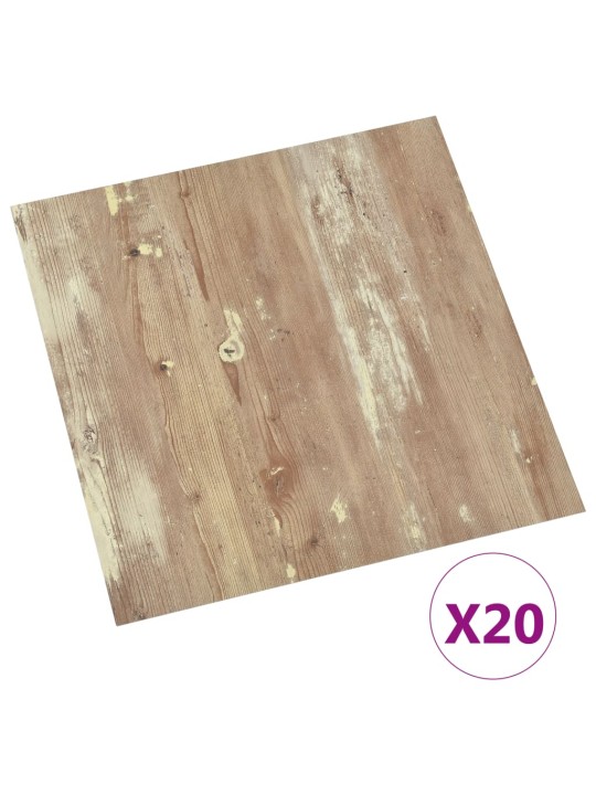 Grīdas flīzes, 20 gab., pašlīmējošas, 1,86 m², pvc, brūnas