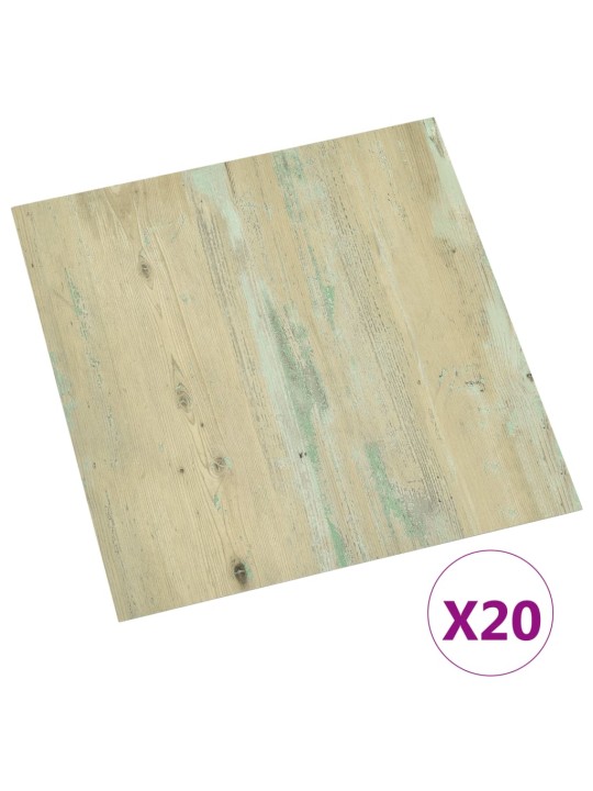 Grīdas flīzes, 20 gb., pašlīmējošas, 1,86 m², pvc, gaiši brūnas