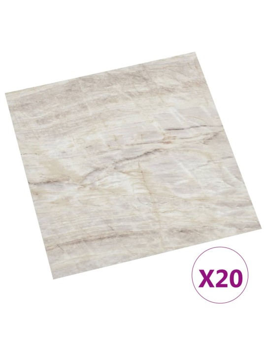 Grīdas flīzes, 20 gab., pašlīmējošas, 1,86 m², pvc, bēšas