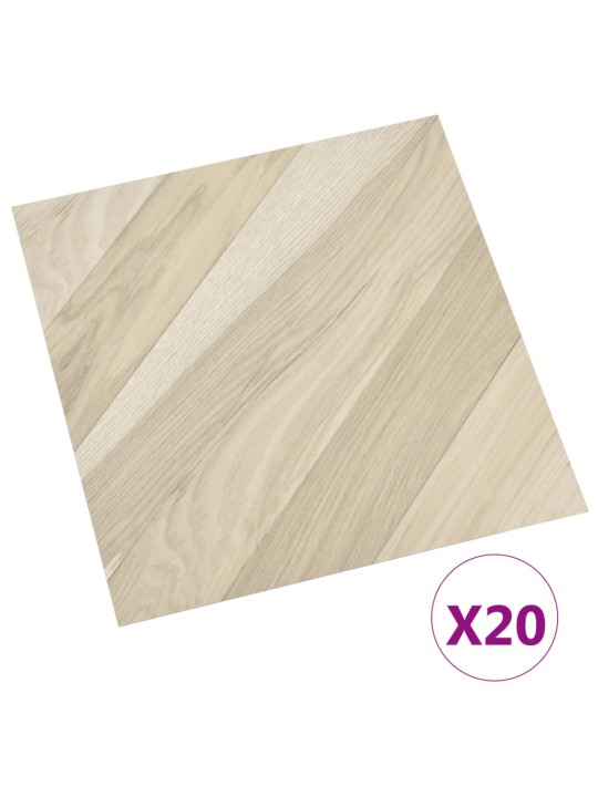 Grīdas flīzes, 20 gab., pašlīmējošas, 1,86 m², pvc, bēšas