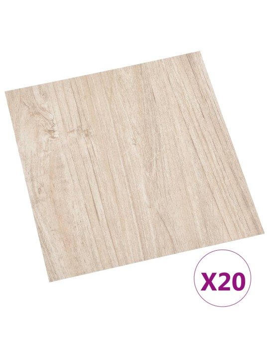 Grīdas flīzes, 20 gb., pašlīmējošas, 1,86 m², pvc, gaiši brūnas