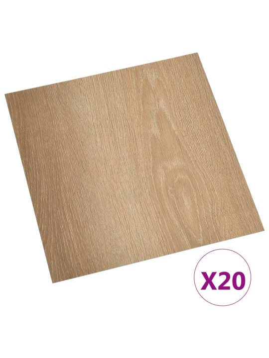 Grīdas flīzes, 20 gab., pašlīmējošas, 1,86 m², pvc, brūnas