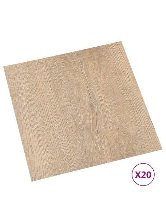 Grīdas flīzes, 20 gab., pašlīmējošas, 1,86 m², pvc, brūnas
