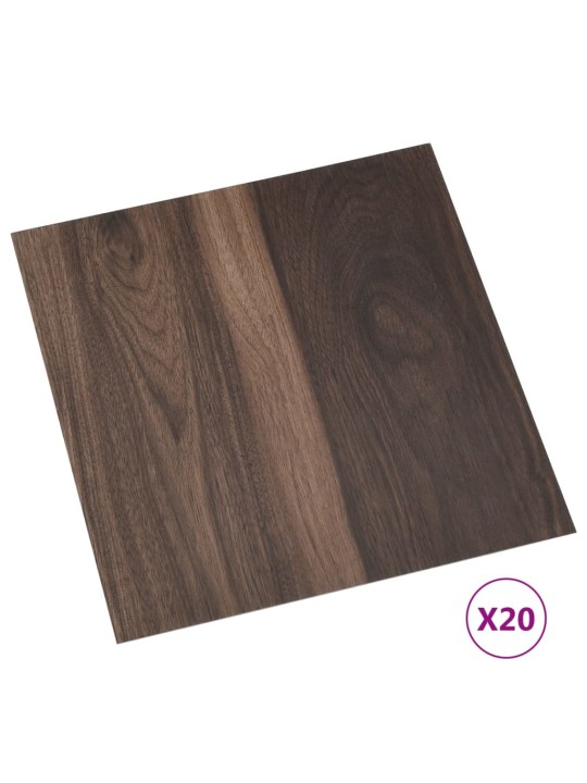 Grīdas flīzes, 20 gb., pašlīmējošas, 1,86 m², pvc, tumši brūnas
