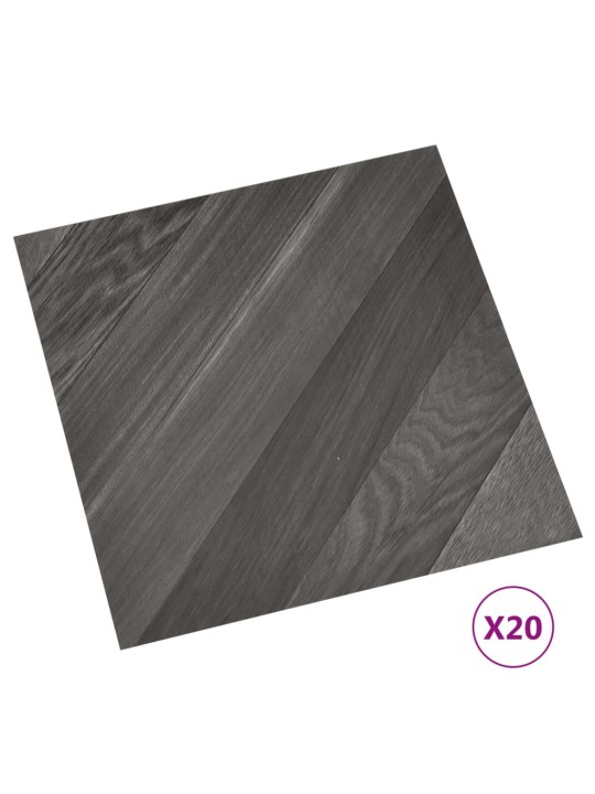 Grīdas flīzes, 20 gab., pašlīmējošas, 1,86 m², pvc, pelēkas