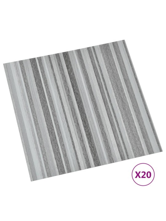 Grīdas flīzes, 20 gab., pašlīmējošas, 1,86 m², pvc, pelēkas