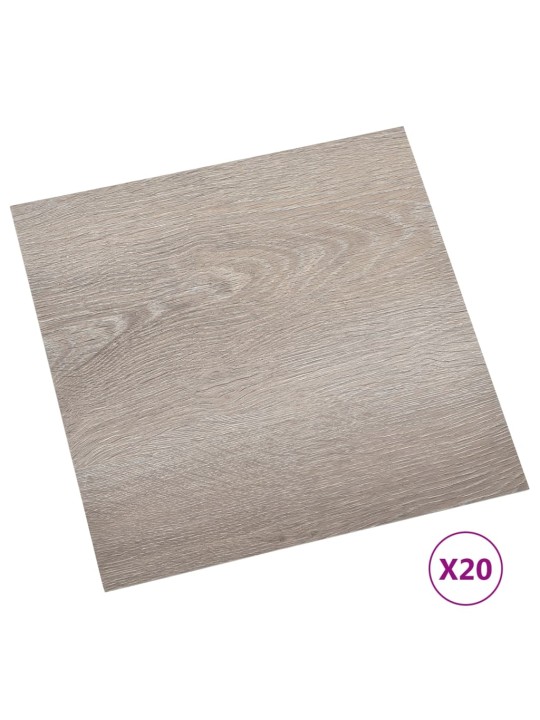 Grīdas flīzes, 20 gab., pašlīmējošas, 1,86 m², pvc, pelēkbrūnas