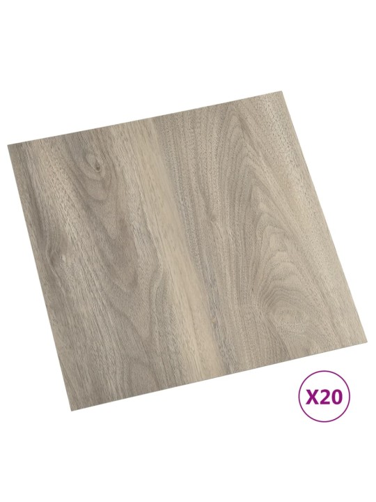 Grīdas flīzes, 20 gab., pašlīmējošas, 1,86 m², pvc, pelēkbrūnas