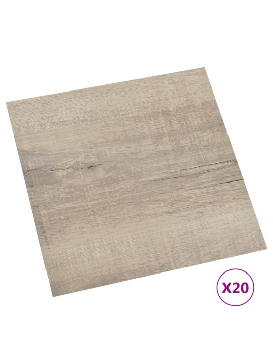 Grīdas flīzes, 20 gab., pašlīmējošas, 1,86 m², pvc, pelēkbrūnas