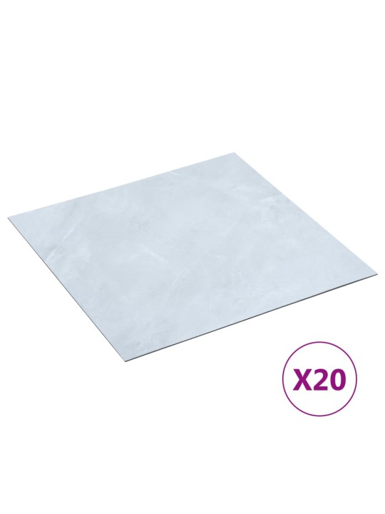 Grīdas flīzes, 20 gab., pašlīmējošas, 1,86 m², pvc, baltas