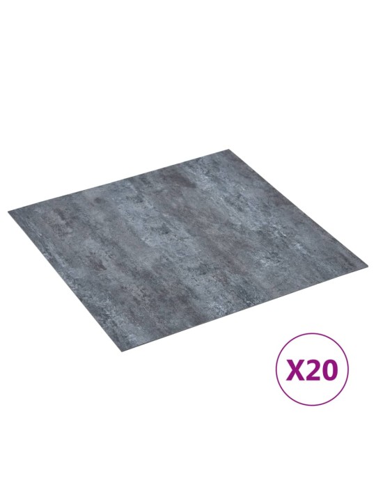 Grīdas flīzes, 20 gab., pašlīmējošas, 1,86 m², pvc, pelēkas