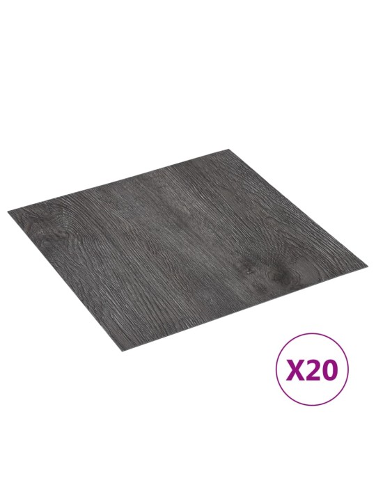 Grīdas flīzes, 20 gab., pašlīmējošas, 1,86 m², pvc, brūnas